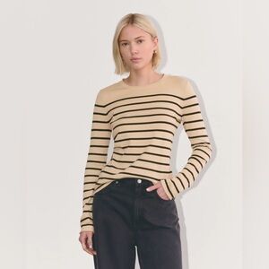 Everlane Cotton Cashmere Crewneck Sweater Powder/Black | Size S